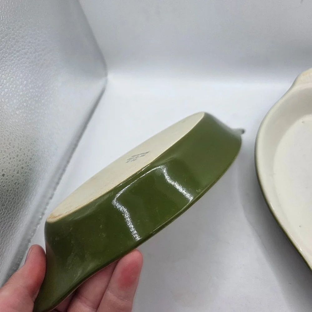Vintage Brandware OAG-12-WG 12 Oz Oval Au Gratin Baking Dishes Green Pair